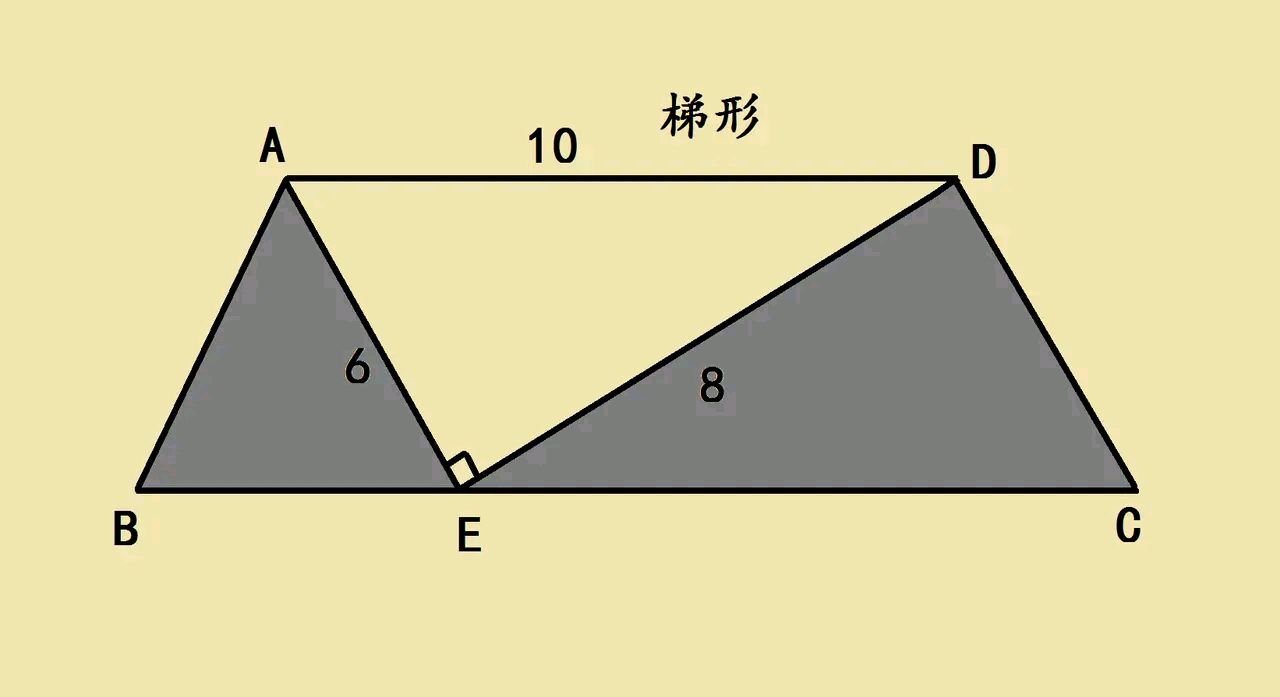 五年级思考题:已知梯形abcd,上底是10,内有一直角三角形,直角边是6