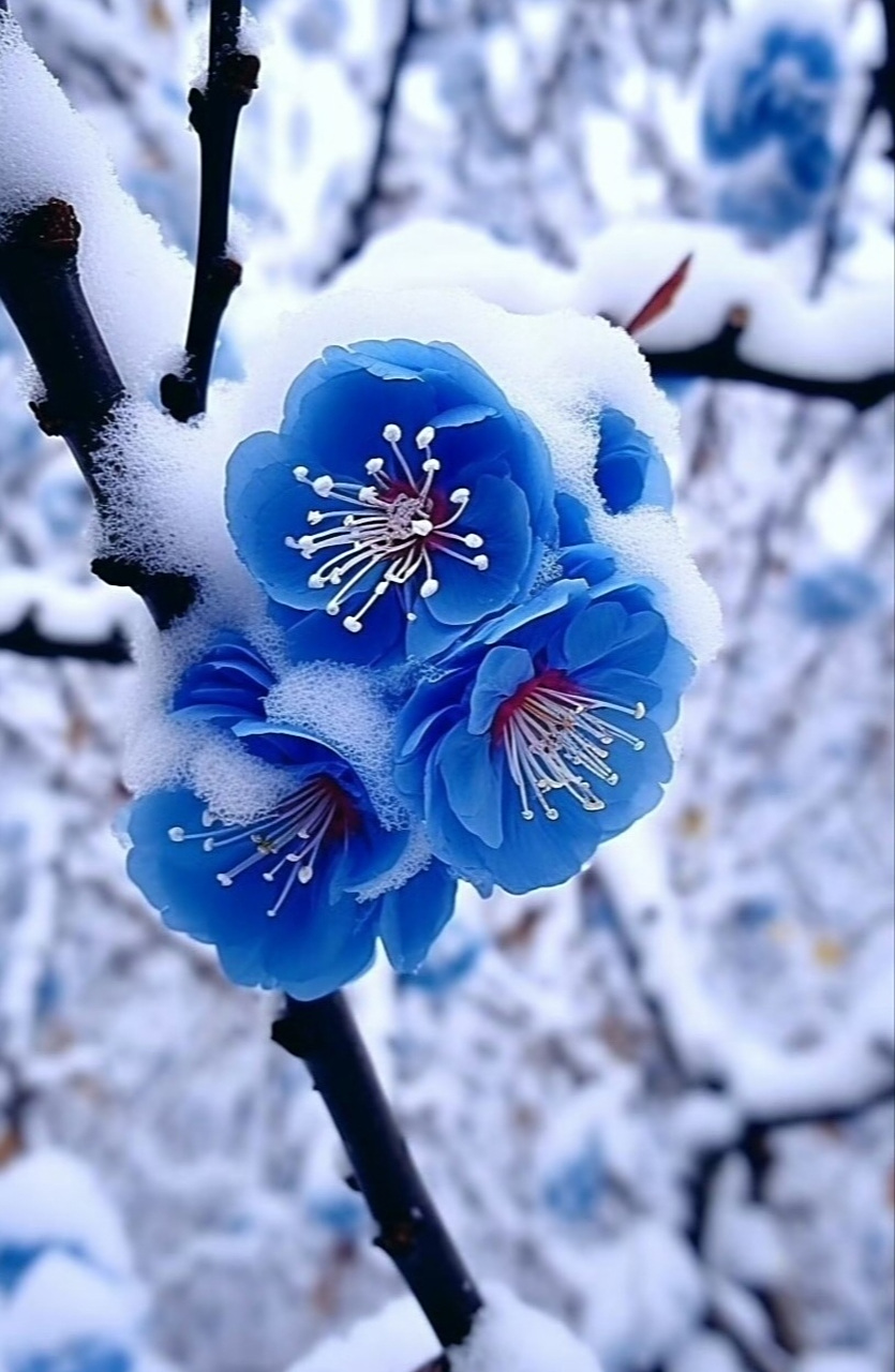 ai美图:血统最纯正的蓝梅花,美的惊世骇俗,清丽足可敌国  世上本没有