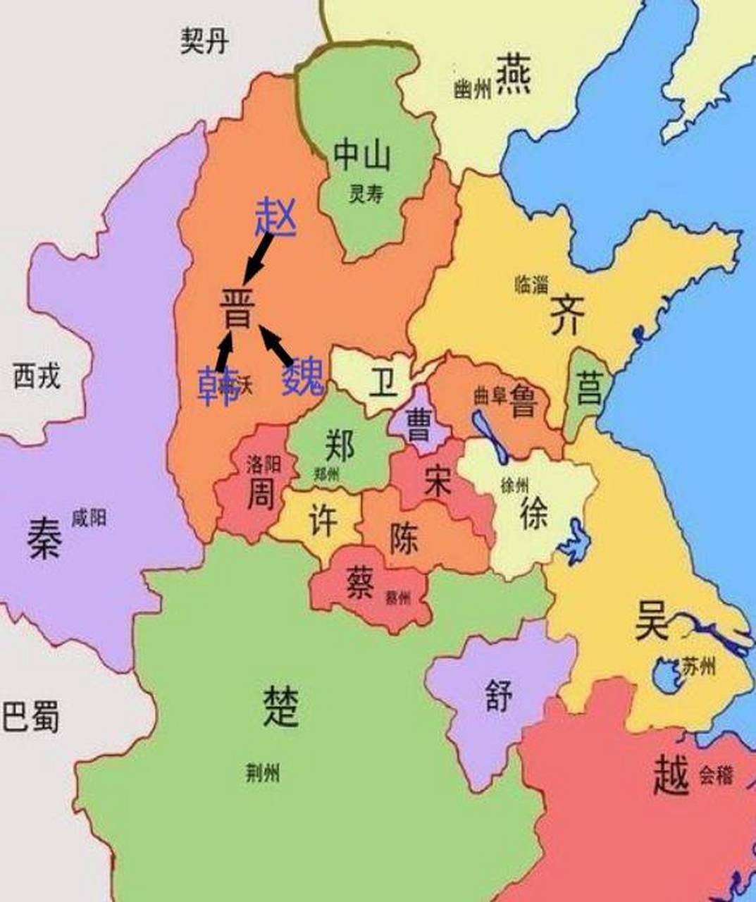 公元前403年,智瑶,魏驹,韩虎组了个联合军团,攻打晋阳.