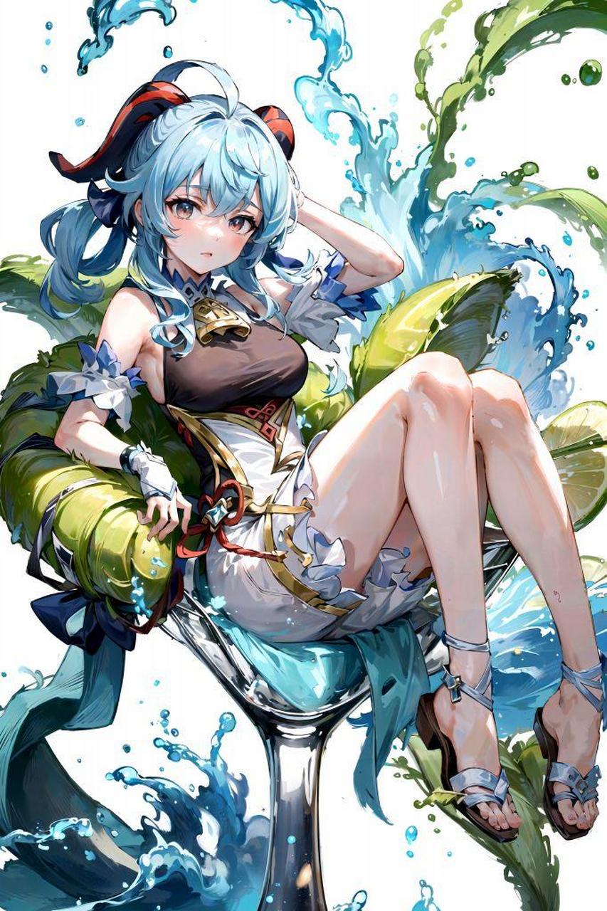 原神美图分享61甘雨 干了这杯椰奶!