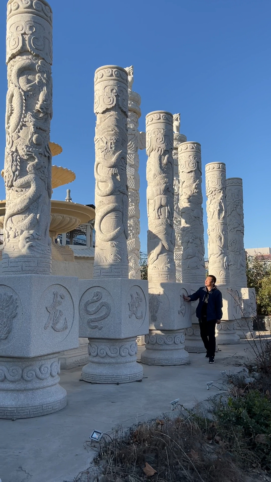 石雕文化石柱#十二生肖柱子