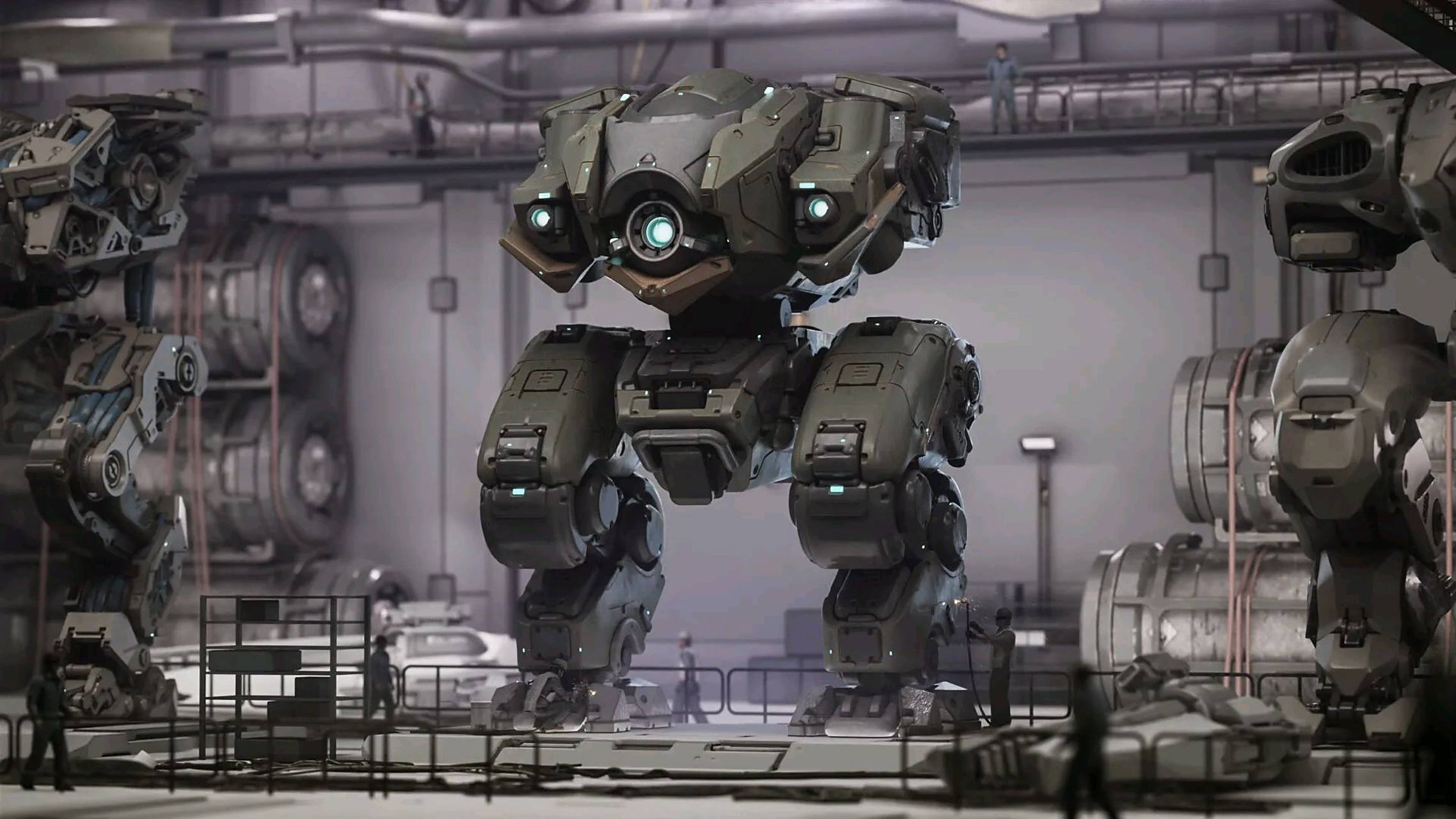 建模欣赏:一组双足作战机甲. #动漫# #模型# #科幻