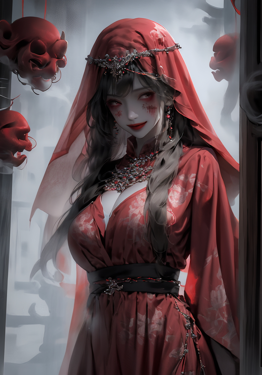 鬼新娘#ai绘画# #恐怖# #美女