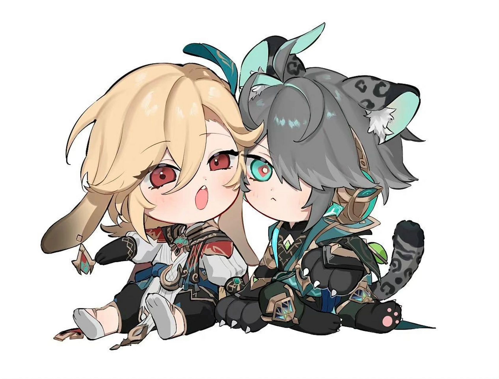 兔子和雪豹挨脸脸 作者:poyapoya_c