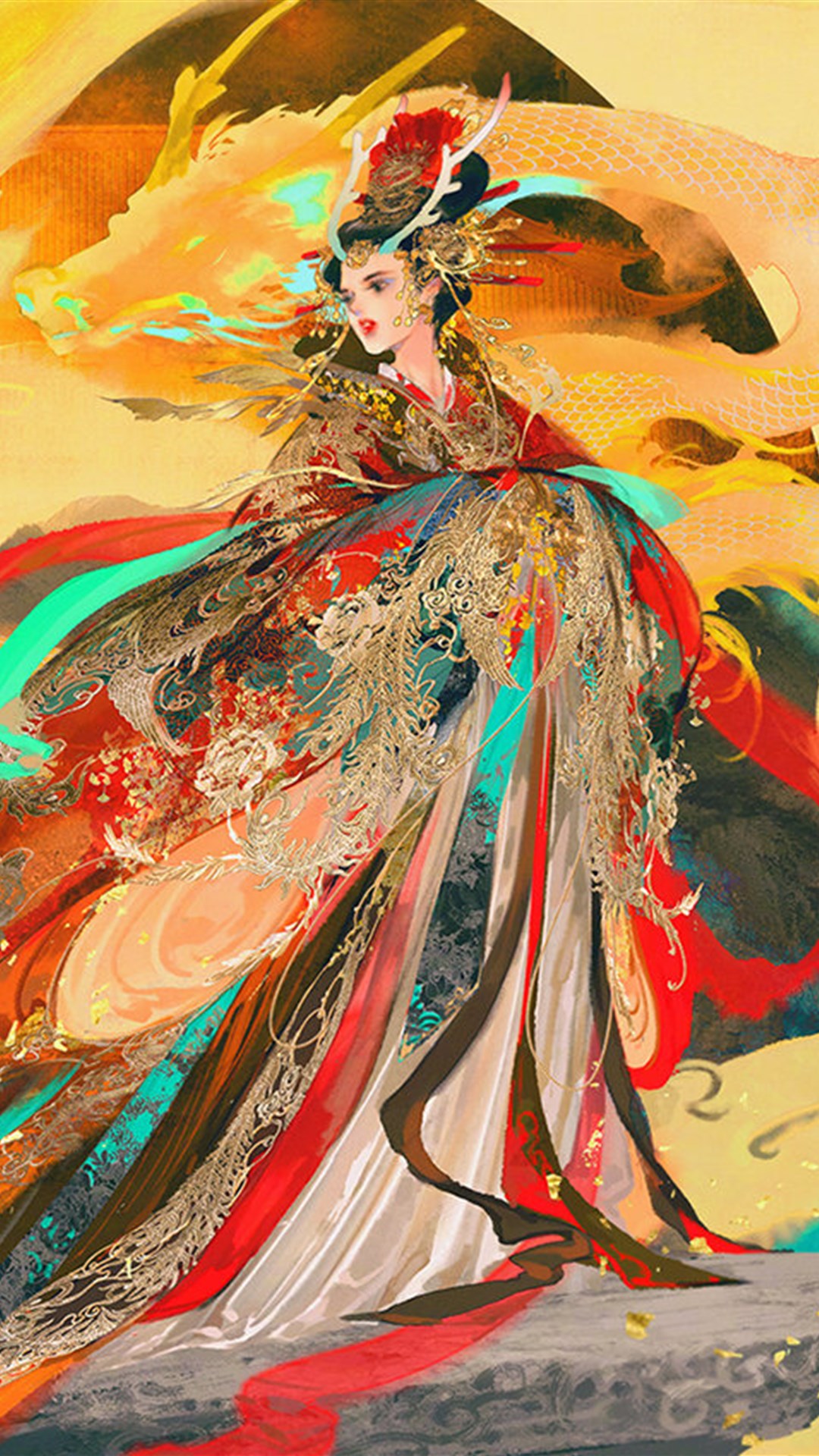 唯美国风少女插画,构图巧妙笔触细腻,带你领略东方女性的风范