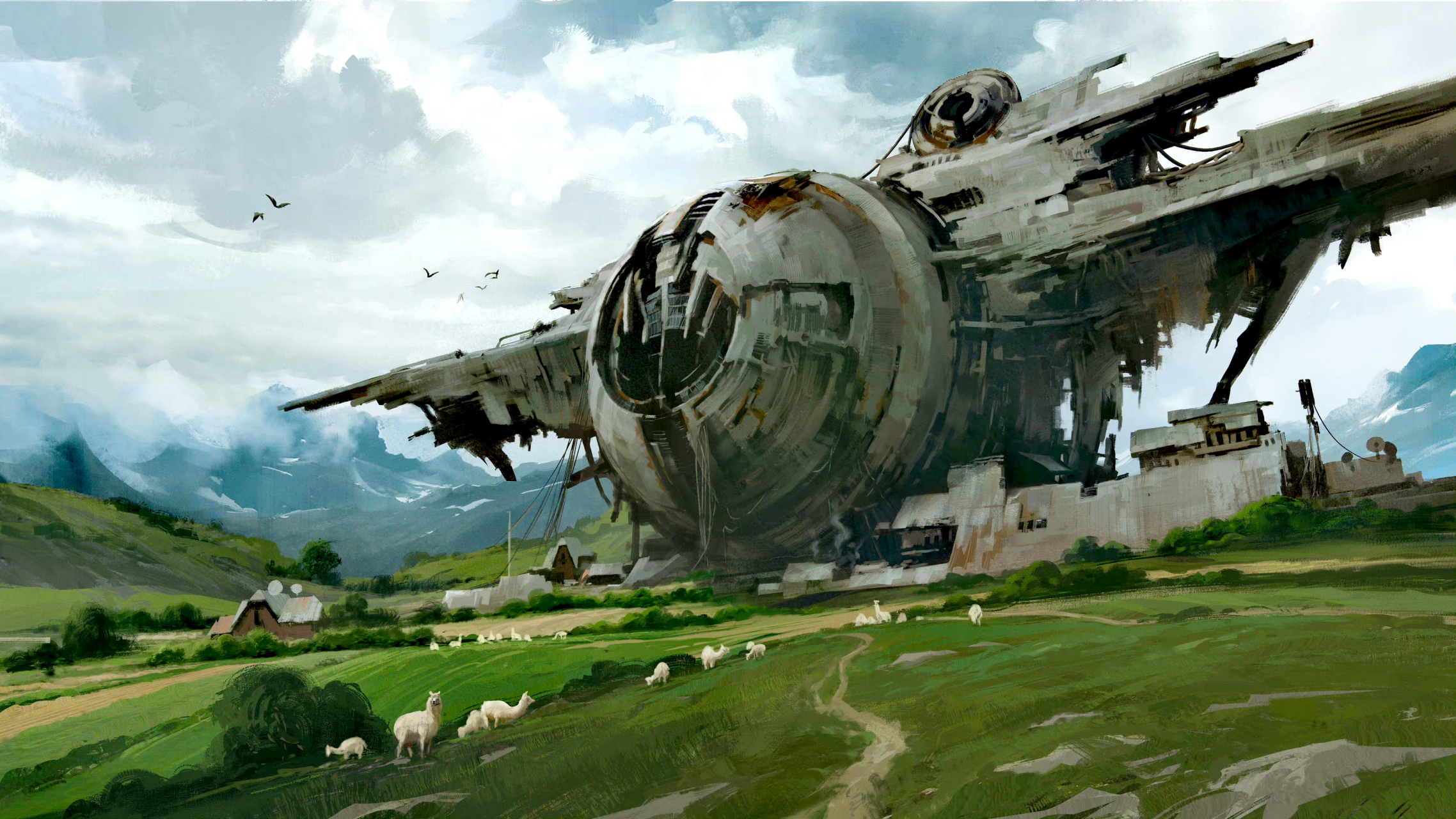 画师sergey vasnev 67科幻场景作品欣赏,描绘了一个工业发达的外星