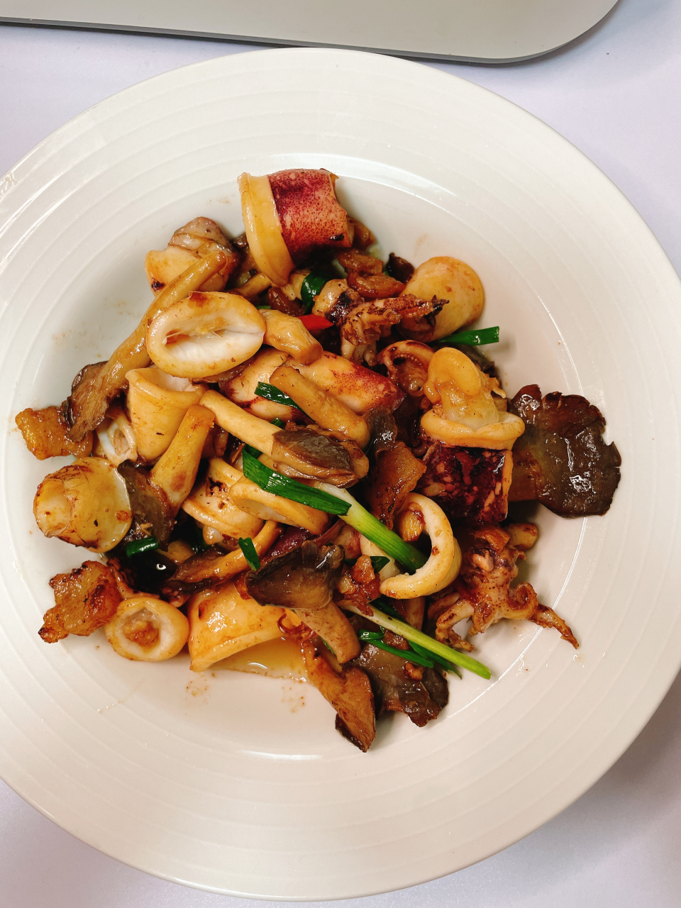 潮汕家常菜 平菇炒鱿鱼 清炒菜花 排骨酸菜焖黄豆 家常做法简单美味