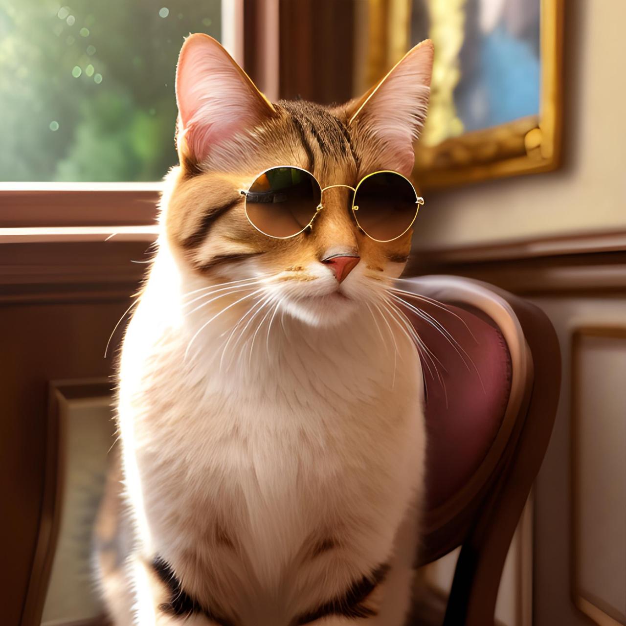 一只戴墨镜耍酷的 #猫# #猫咪