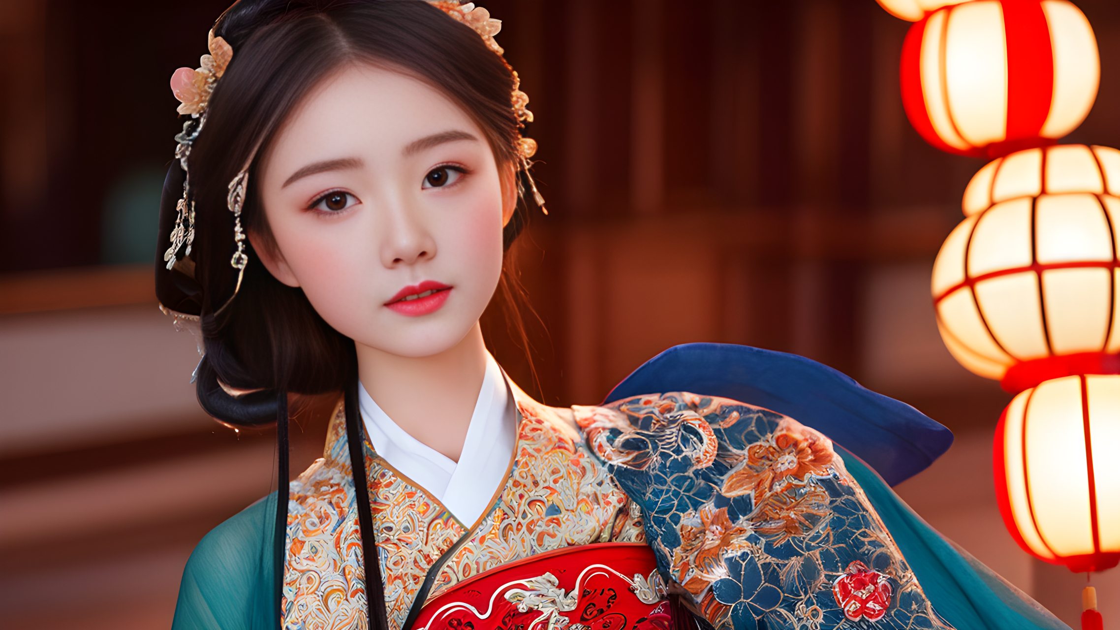 ai绘画 古装小姐姐横屏《七》