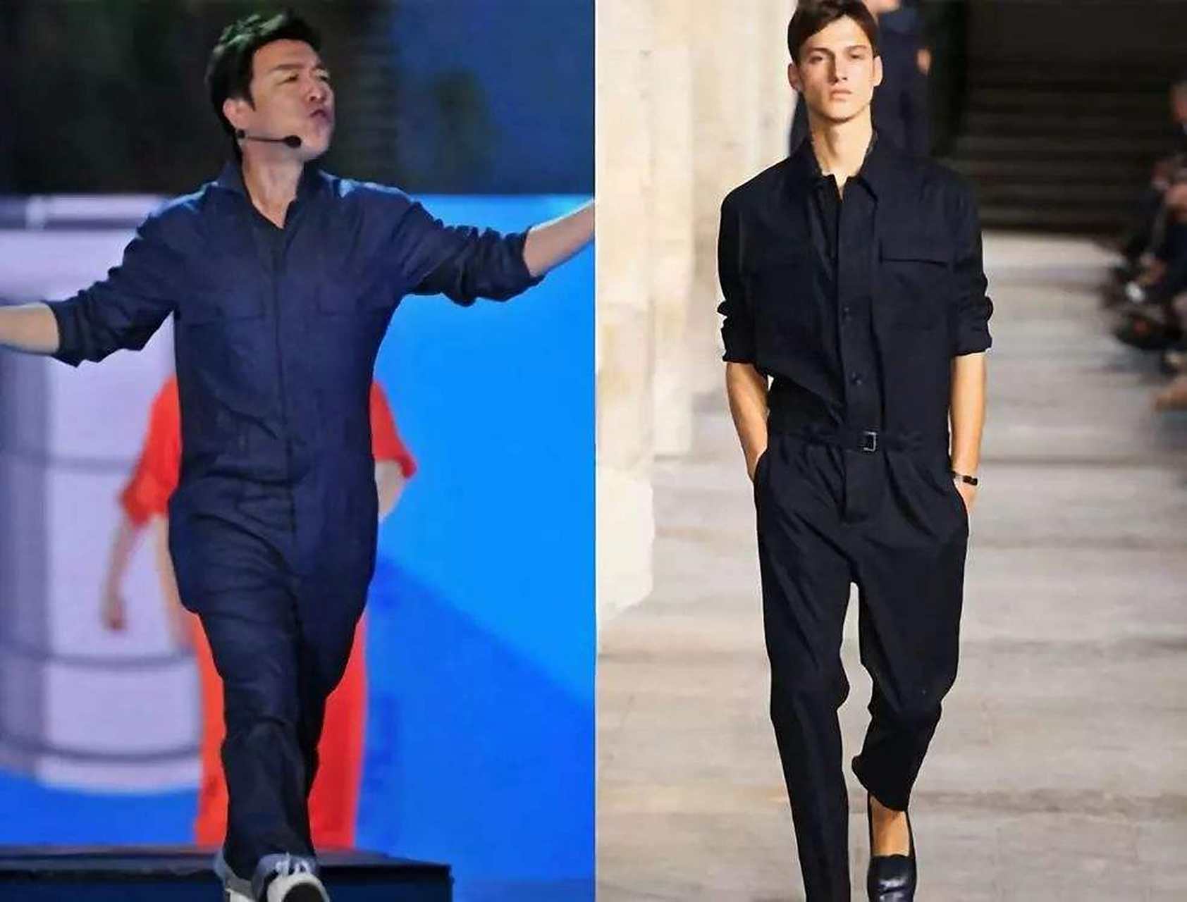 2014年的春晚,黄渤穿着蓝色连体服上场唱歌.