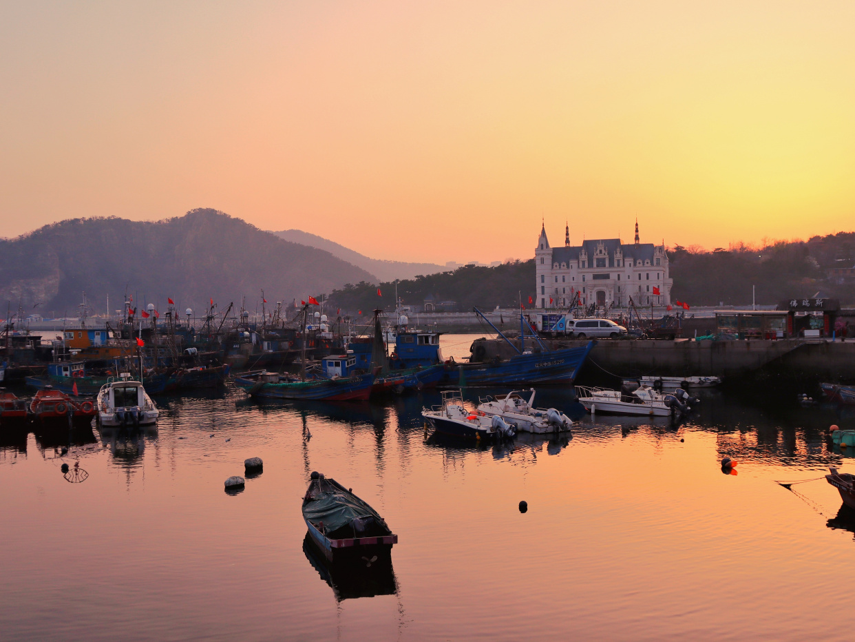 大连渔人码头绝美温柔落日