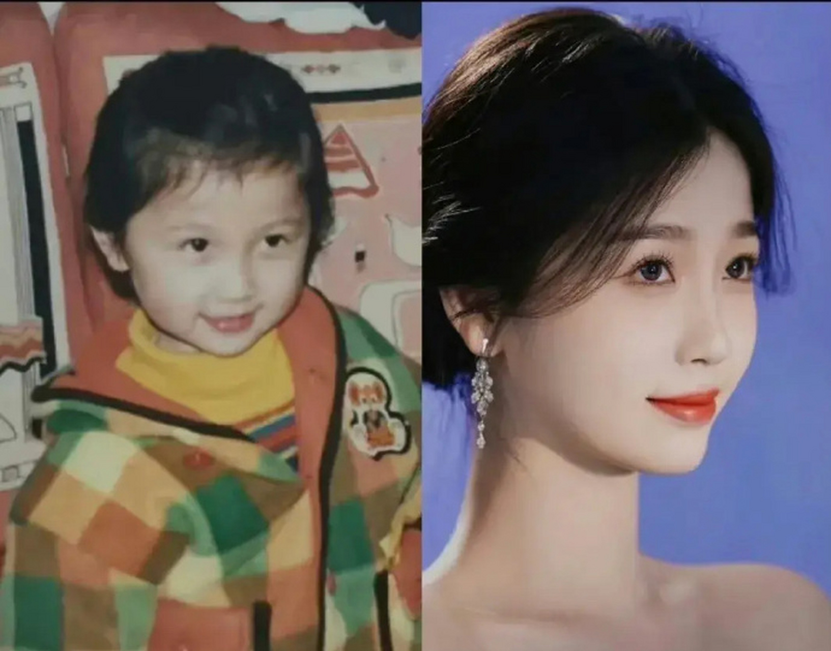 赵露思和虞书欣的童年照,看得出来从小就是甜妹