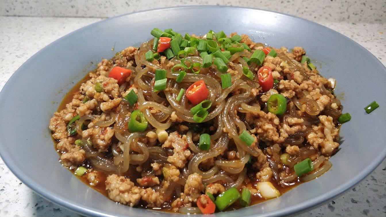 肉末粉条的家常做法,粉条软糯不粘锅,美味又下饭