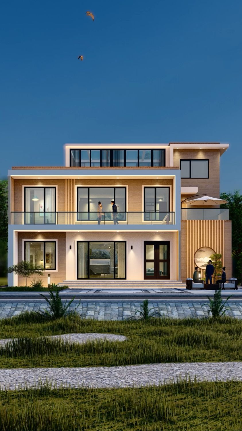 二层自建房这样建,现代风格,大方敞亮