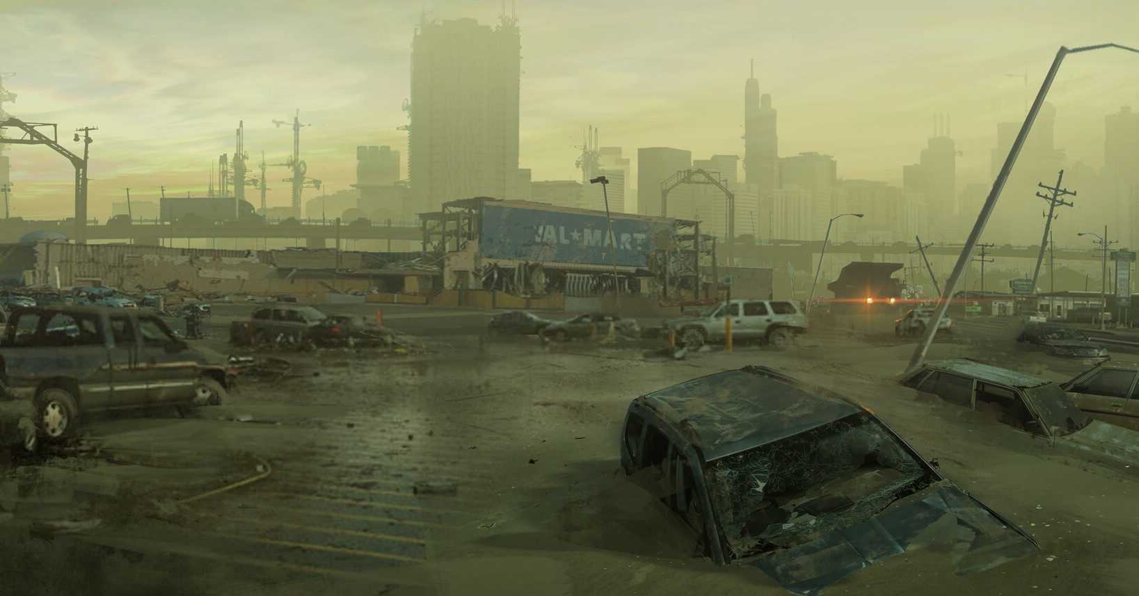 一组末世风格的废墟场景插画作品!透露出的是深深的绝望!