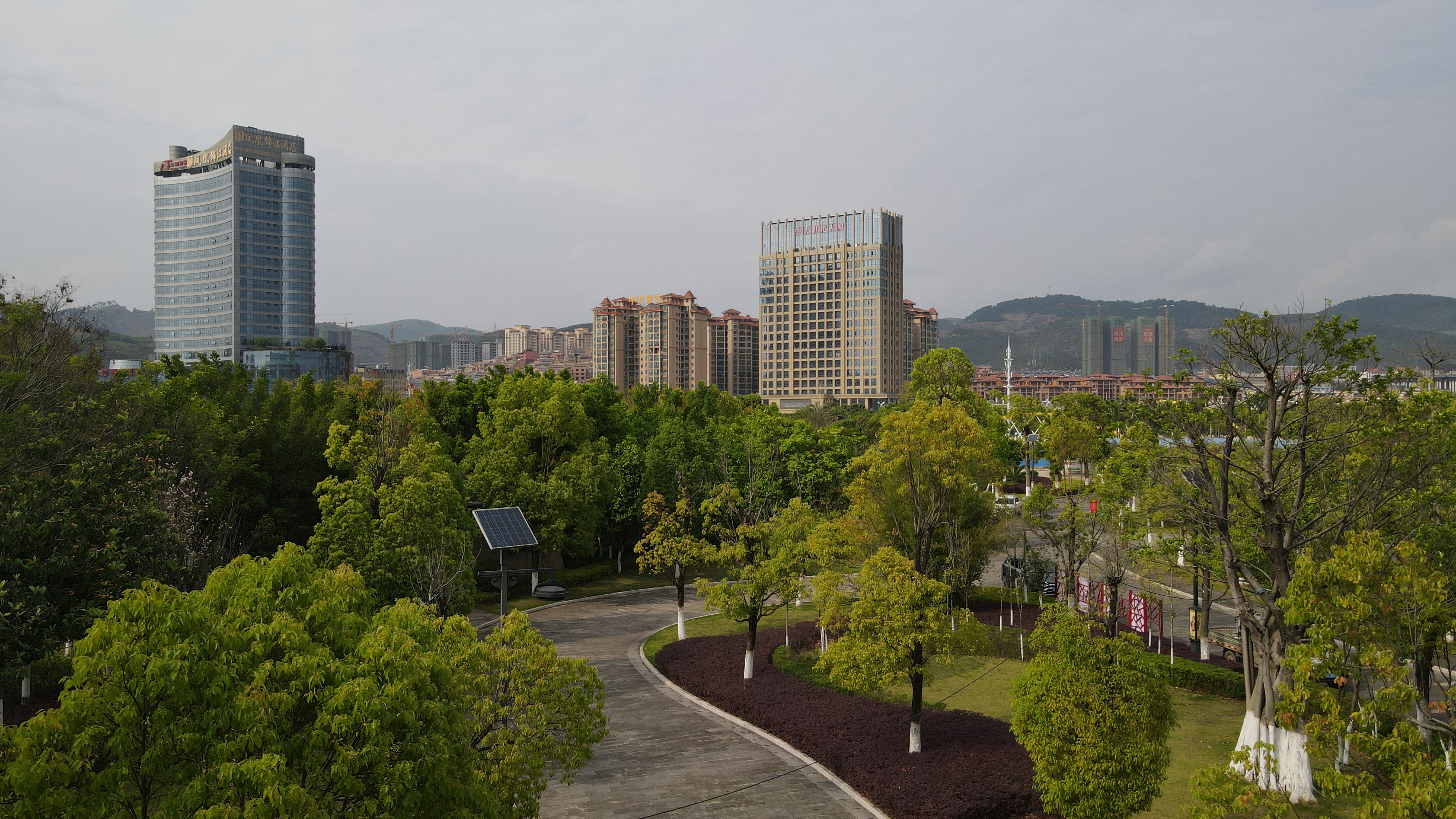 航拍文山人工湖风景