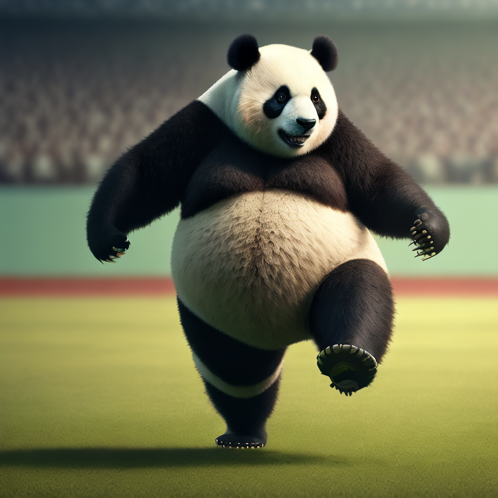 ai绘图生成大熊猫,看起来胖乎乎的,好可爱,就是脚有点问题