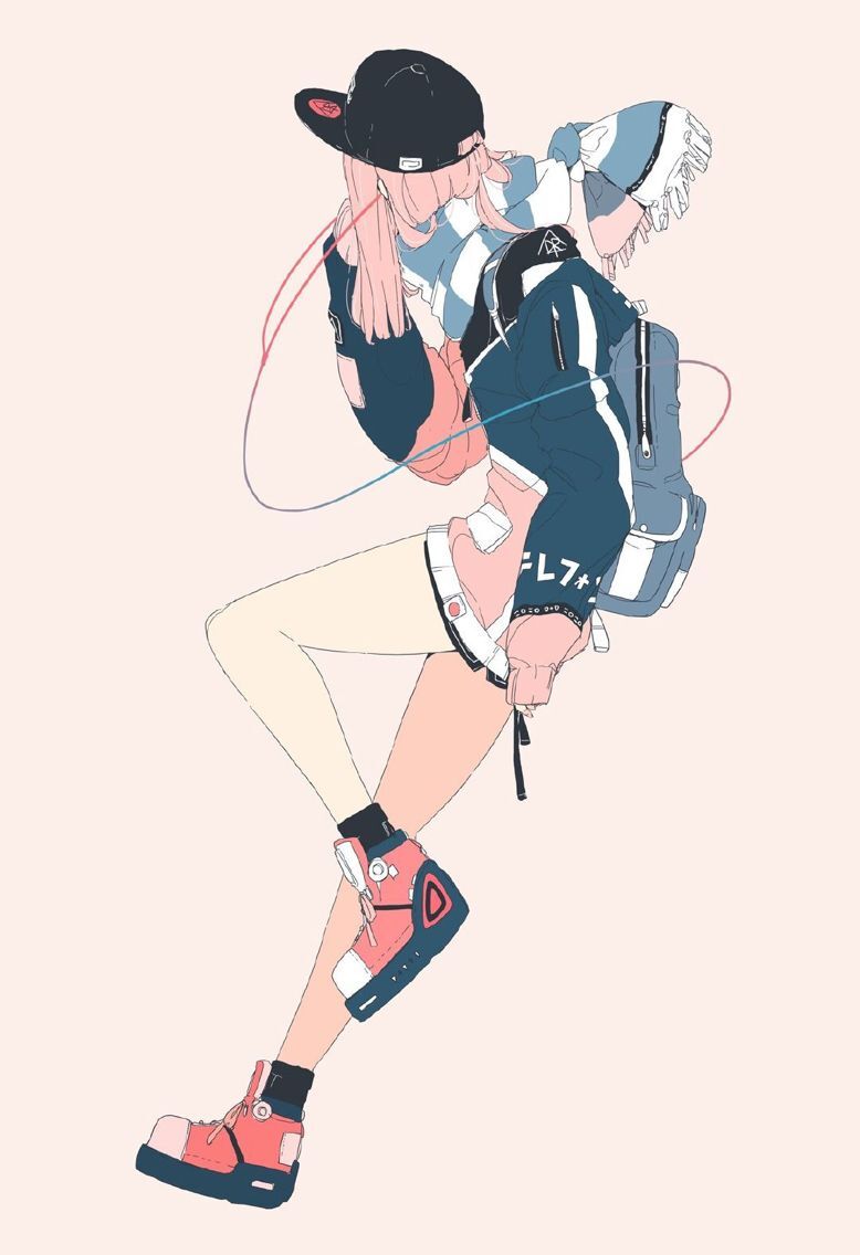 运动风美少女绘画,清新舒适的色彩,又酷又可爱