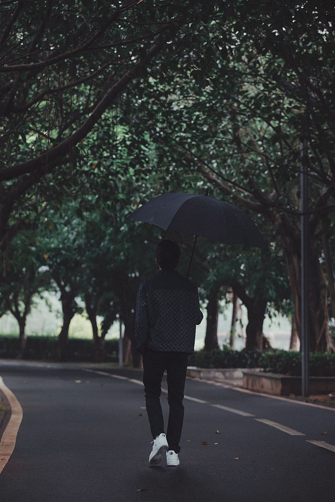 孤独男人雨中漫步图片图片