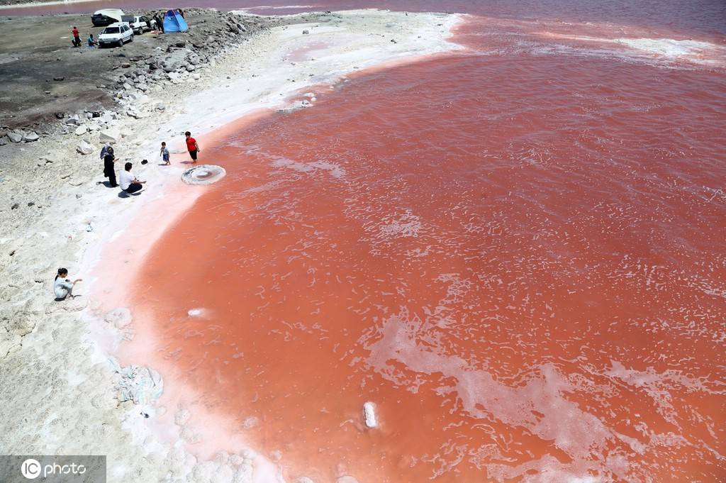 伊朗乌鲁米耶湖因干旱湖水变血红色 美得令人窒息