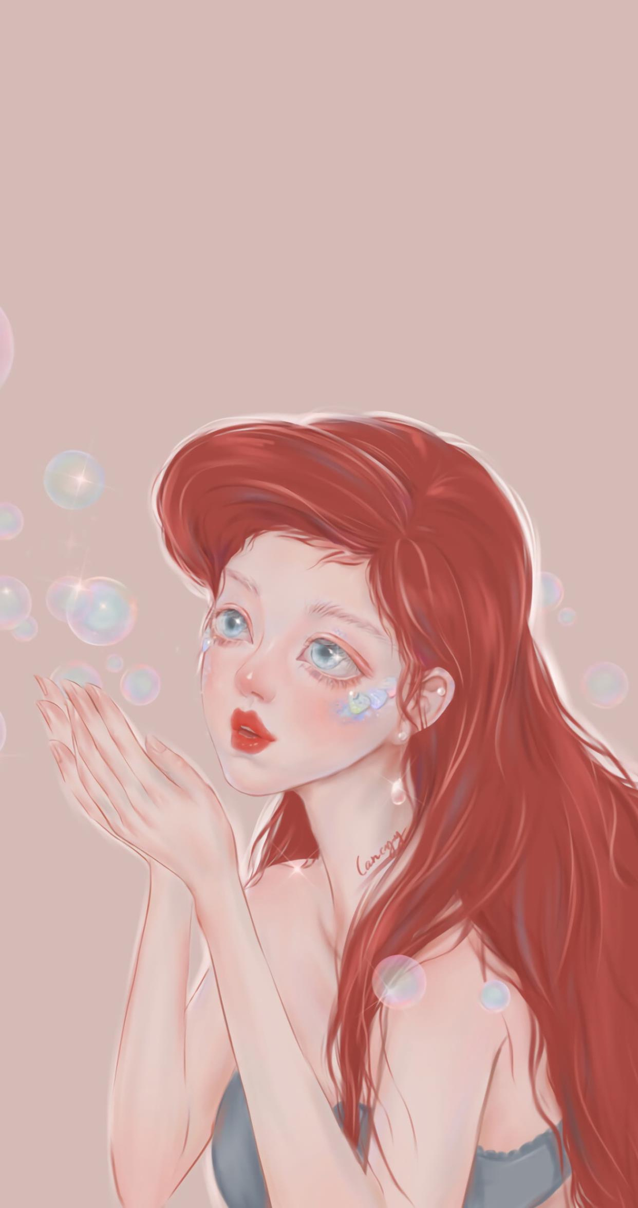 卡通动漫壁纸,迪士尼公主头像插画