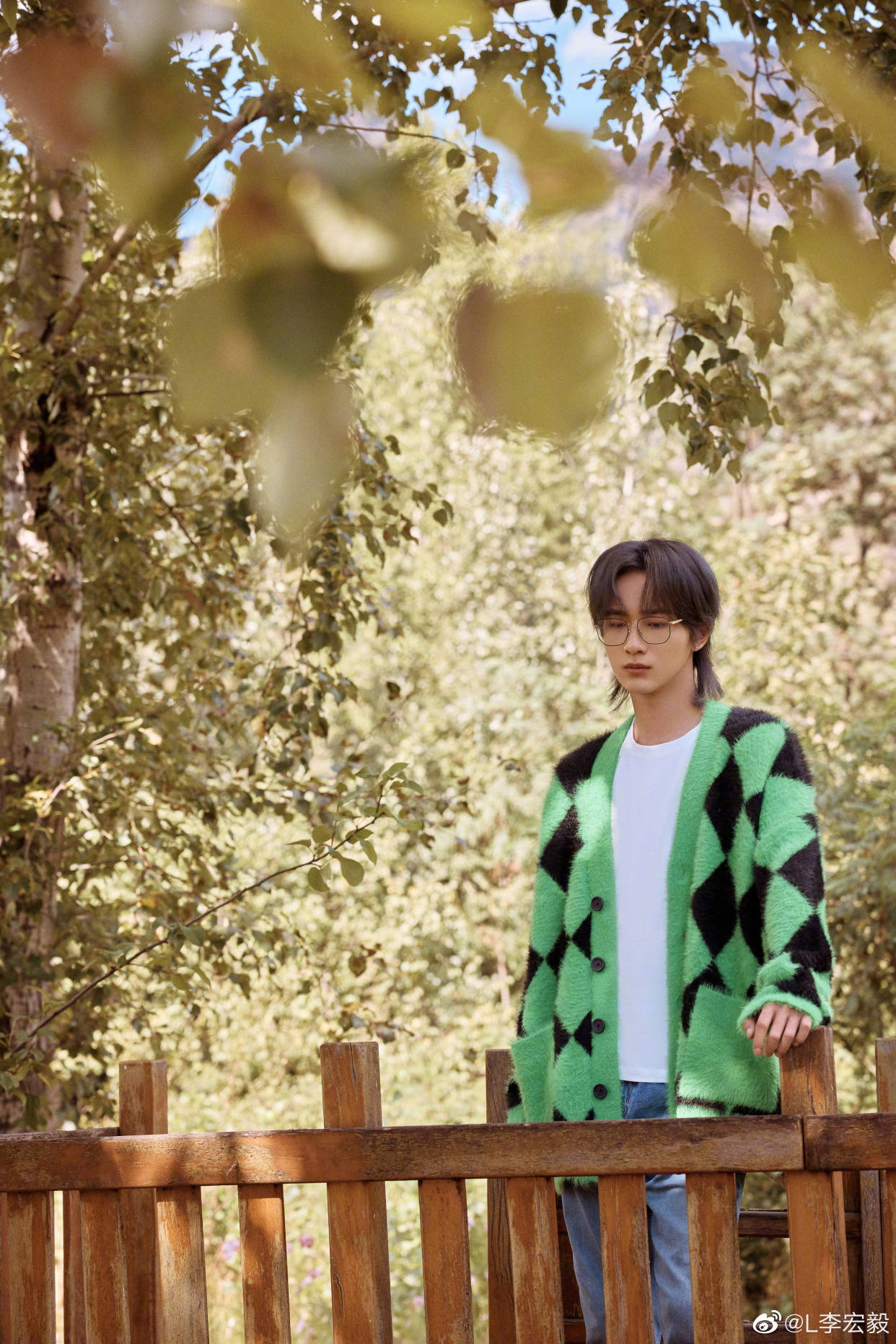 李宏毅 绿色针织衫写真