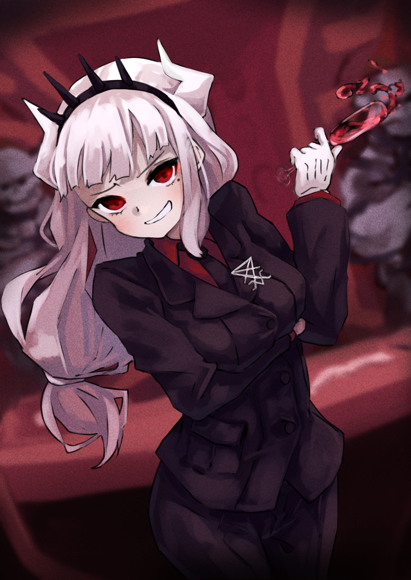 这个白发红眼的小魔女插画壁纸真是太酷了,忍心放弃她吗?快收了