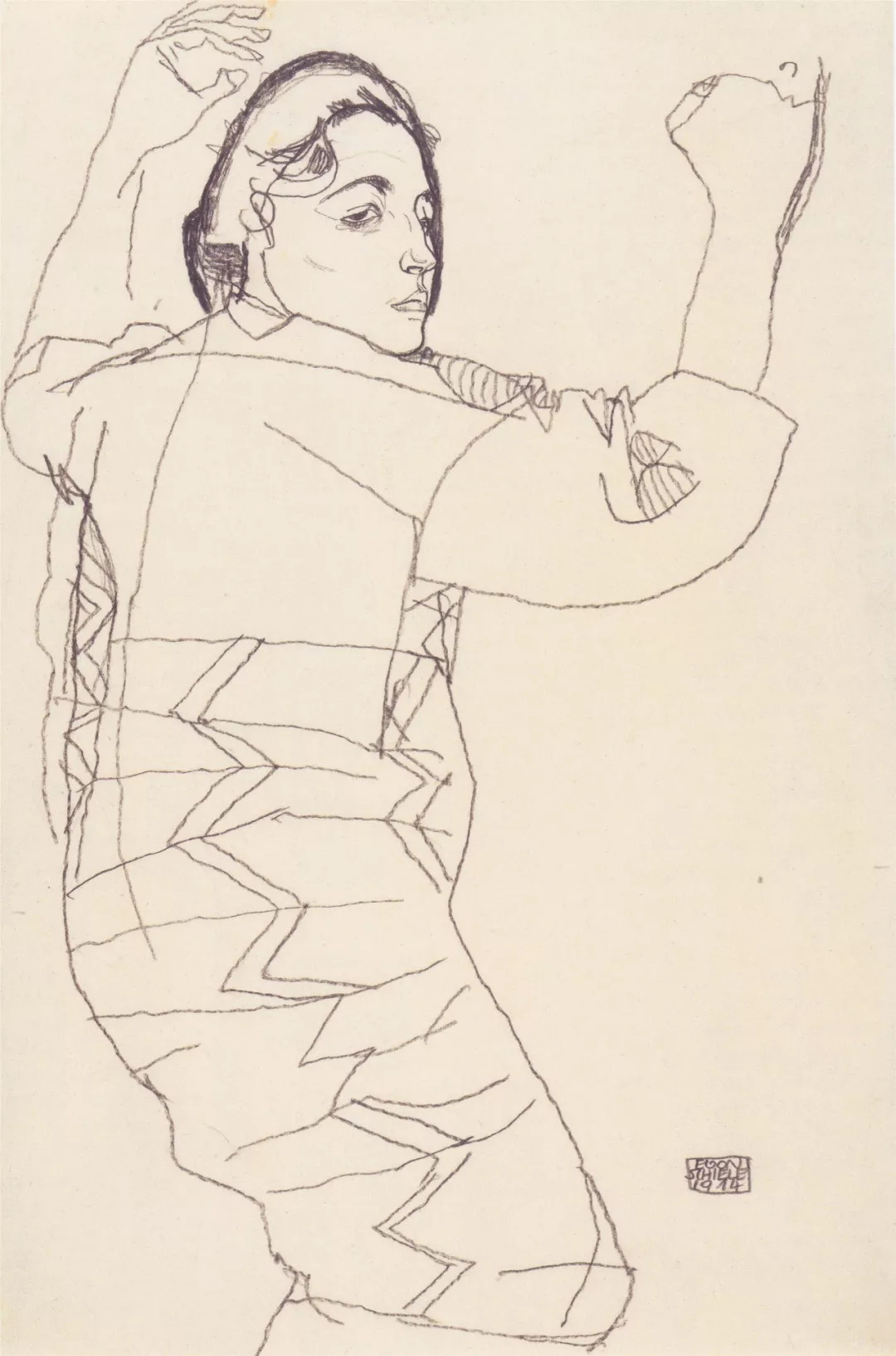 他的速写你一定要看,极具表现力的线条,席勒速写作品欣赏