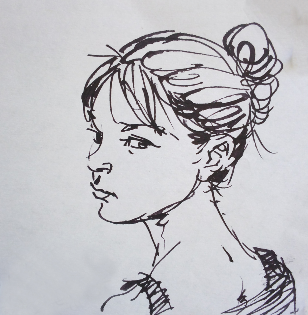 速写,钢笔画女子头像