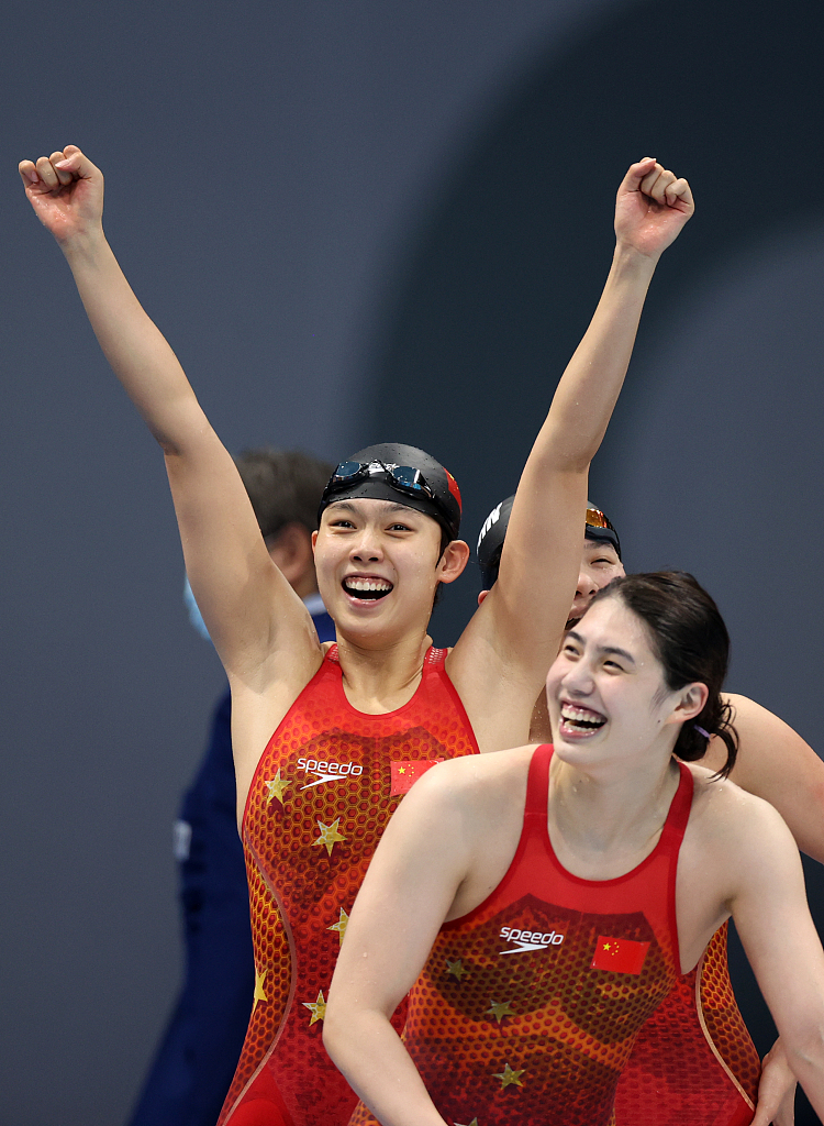 2020东京奥运会女子4x200米自由泳接力决赛:打破世界纪录!中国队夺金