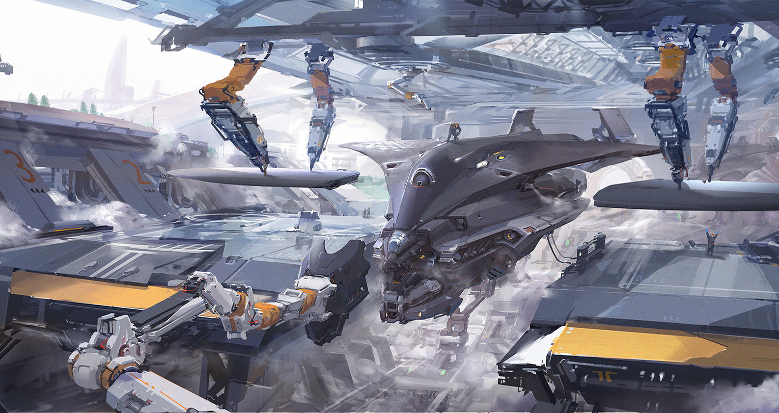 一组科幻机械"飞船"插画作品欣赏!想象力丰富造型帅气!