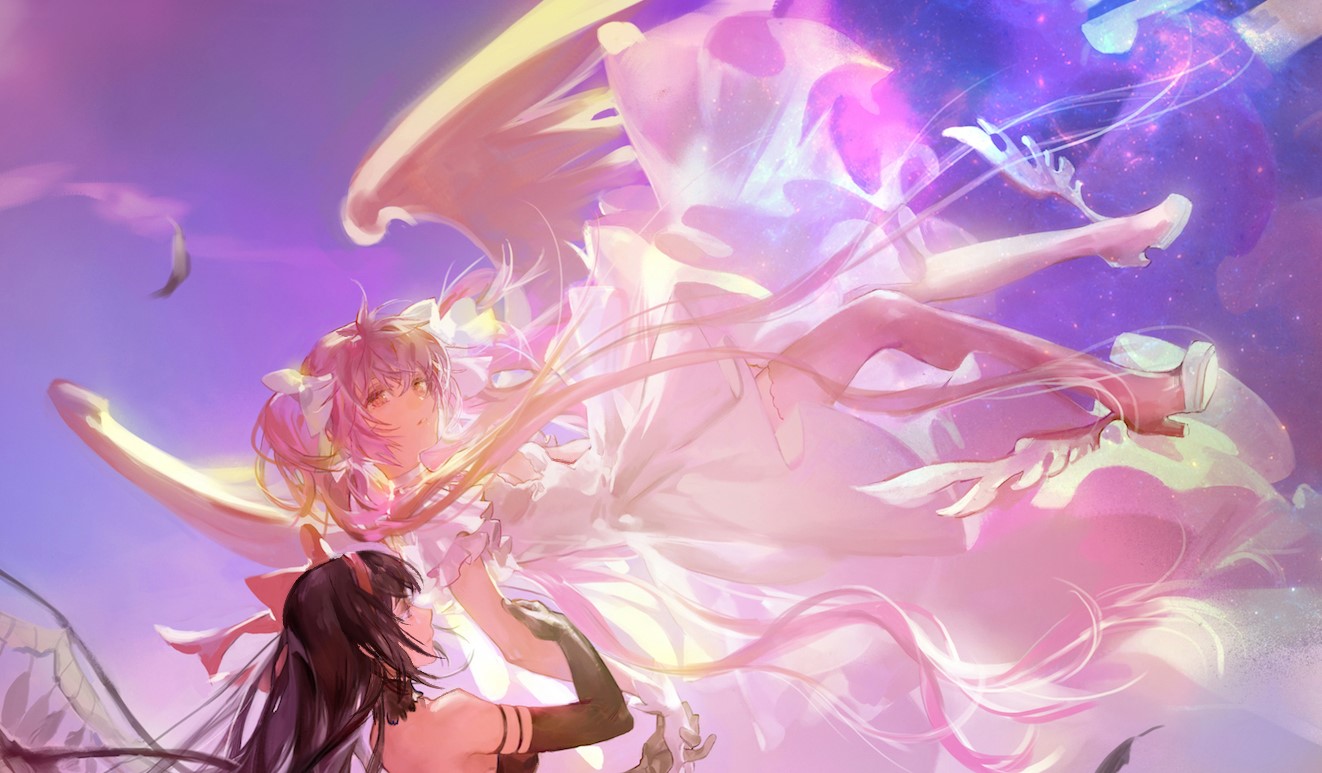 魔法少女小圆:里面女主角(鹿目圆)的唯美插画壁纸,画得很大气