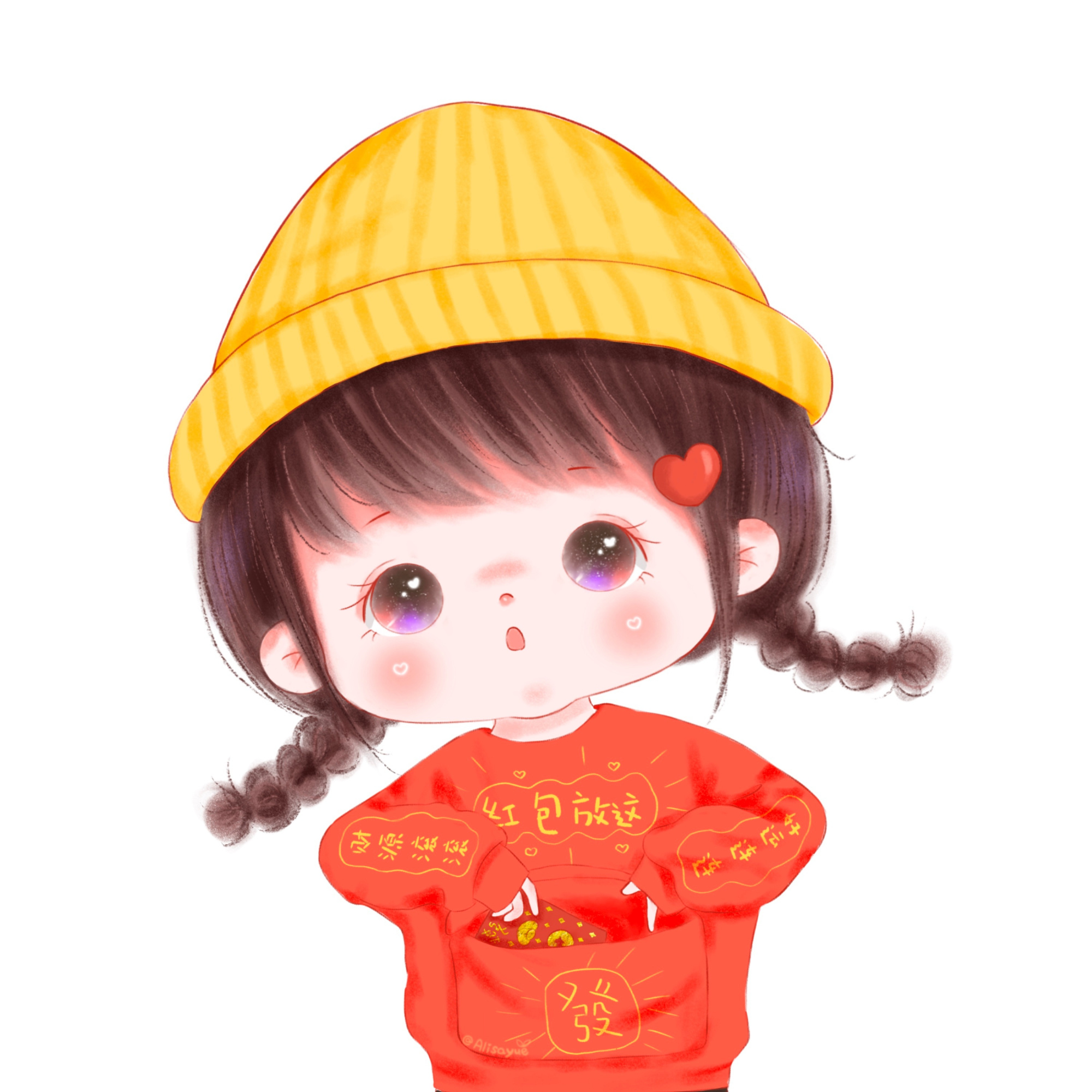 新年红萌娃头像,萌娃情侣头像,太可爱了