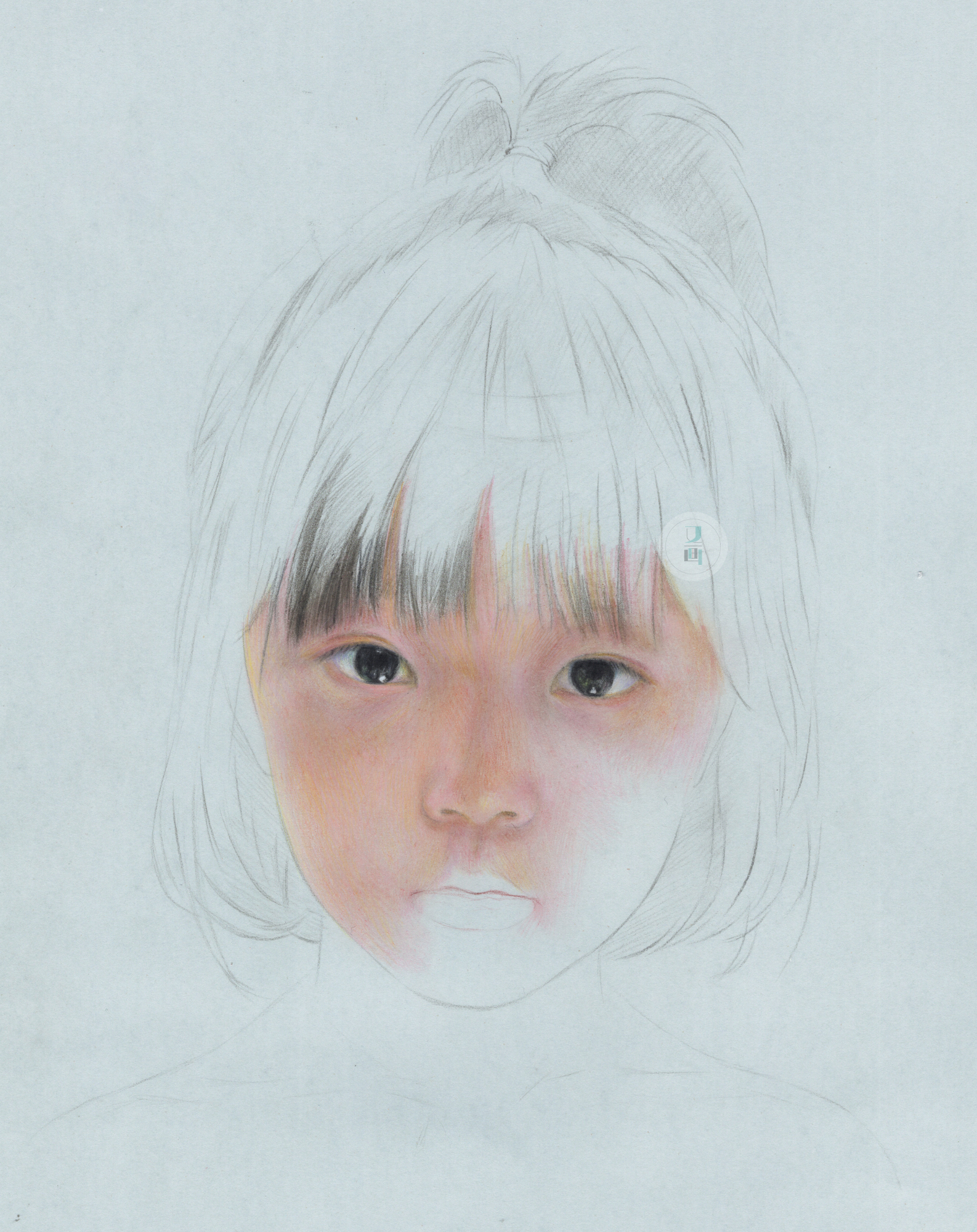 彩铅 写实小女孩人像绘画