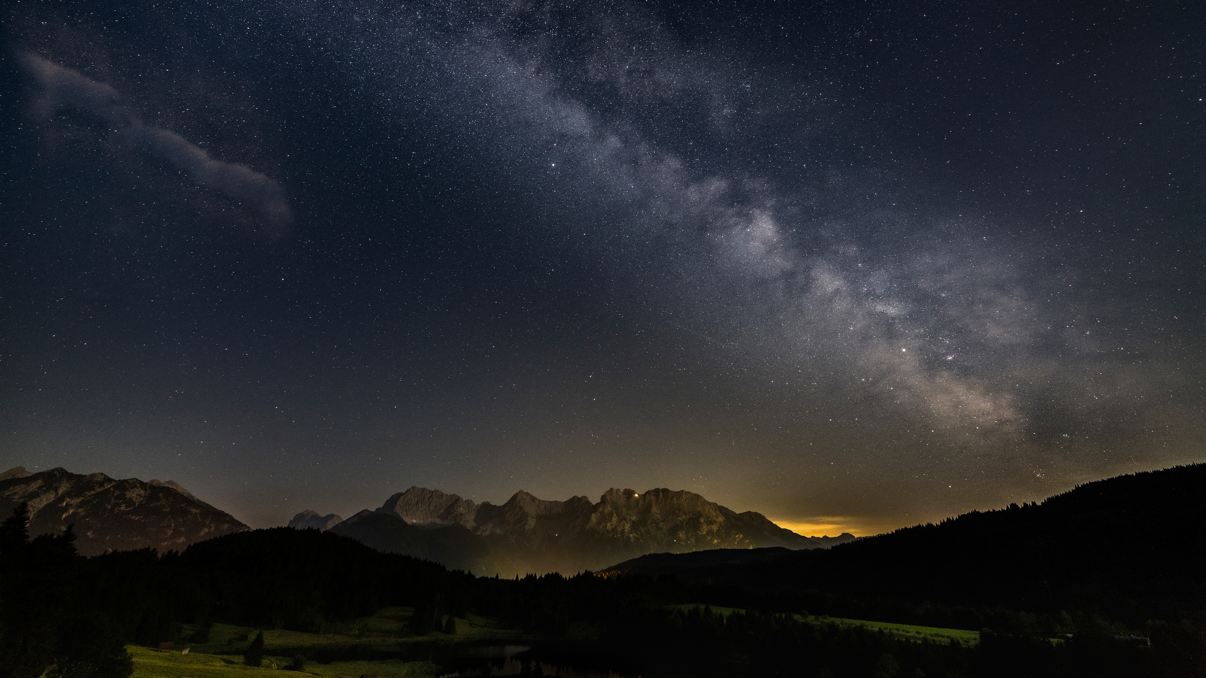 海洋 湖泊 雪夜 高山 冬天风景 壁纸