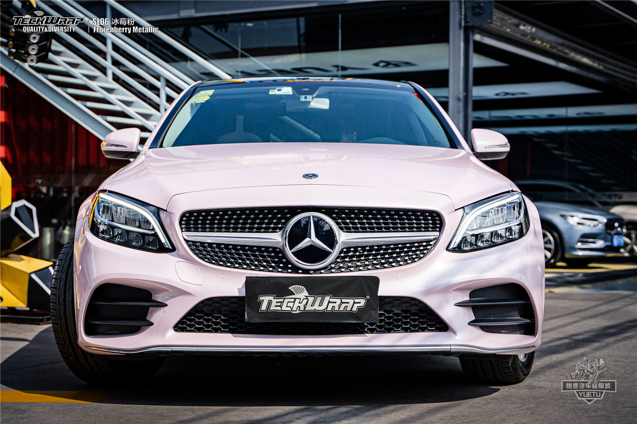 teckwrap秃鹰进口车身改色膜|sl06冰莓粉|奔驰c260l