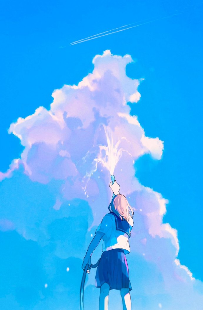 治愈系插画,蓝色系风格,ゆりぼう作品