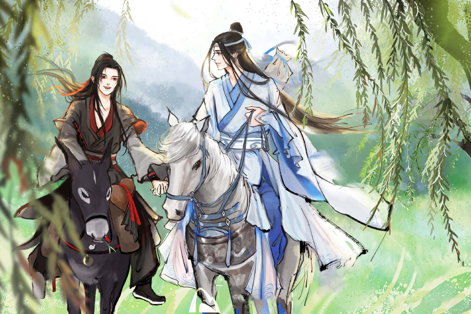 高清古风桌面壁纸,一人一骑,逍遥天地