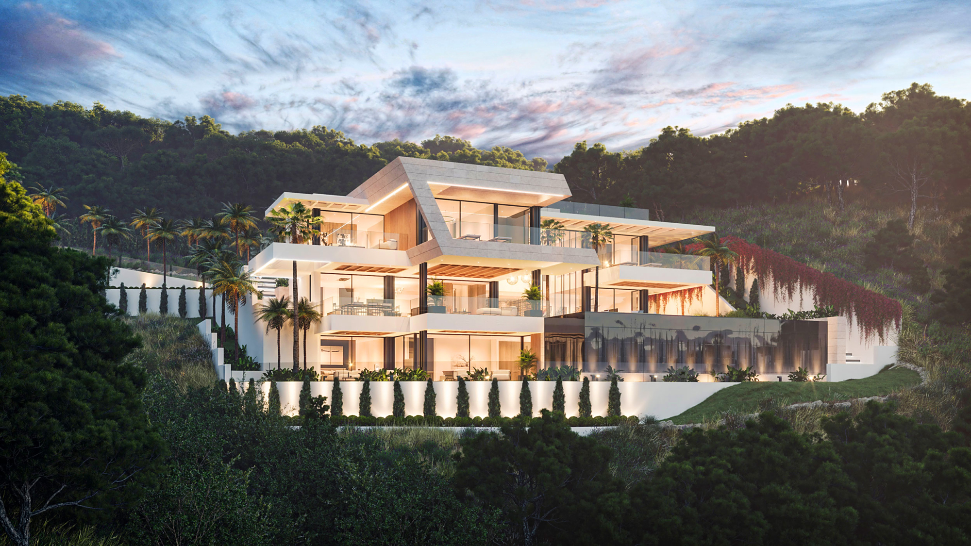 别墅设计:超豪气的山顶别墅,土豪为了这套豪宅专门修了一条路