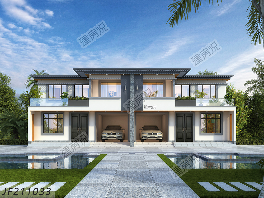 8款现代风双拼别墅,图纸收藏好参考,兄弟合建奔小康