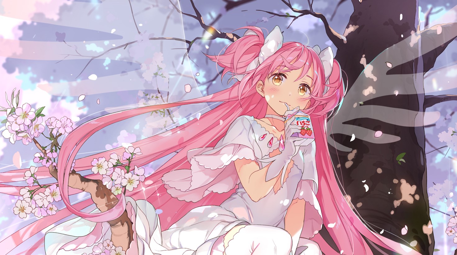 魔法少女小圆:里面女主角(鹿目圆)的唯美插画壁纸,画得很大气