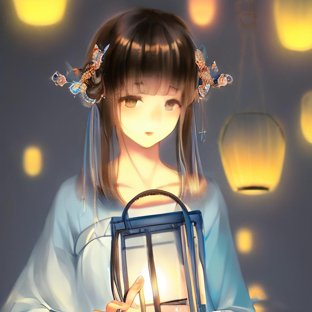 少女提灯图