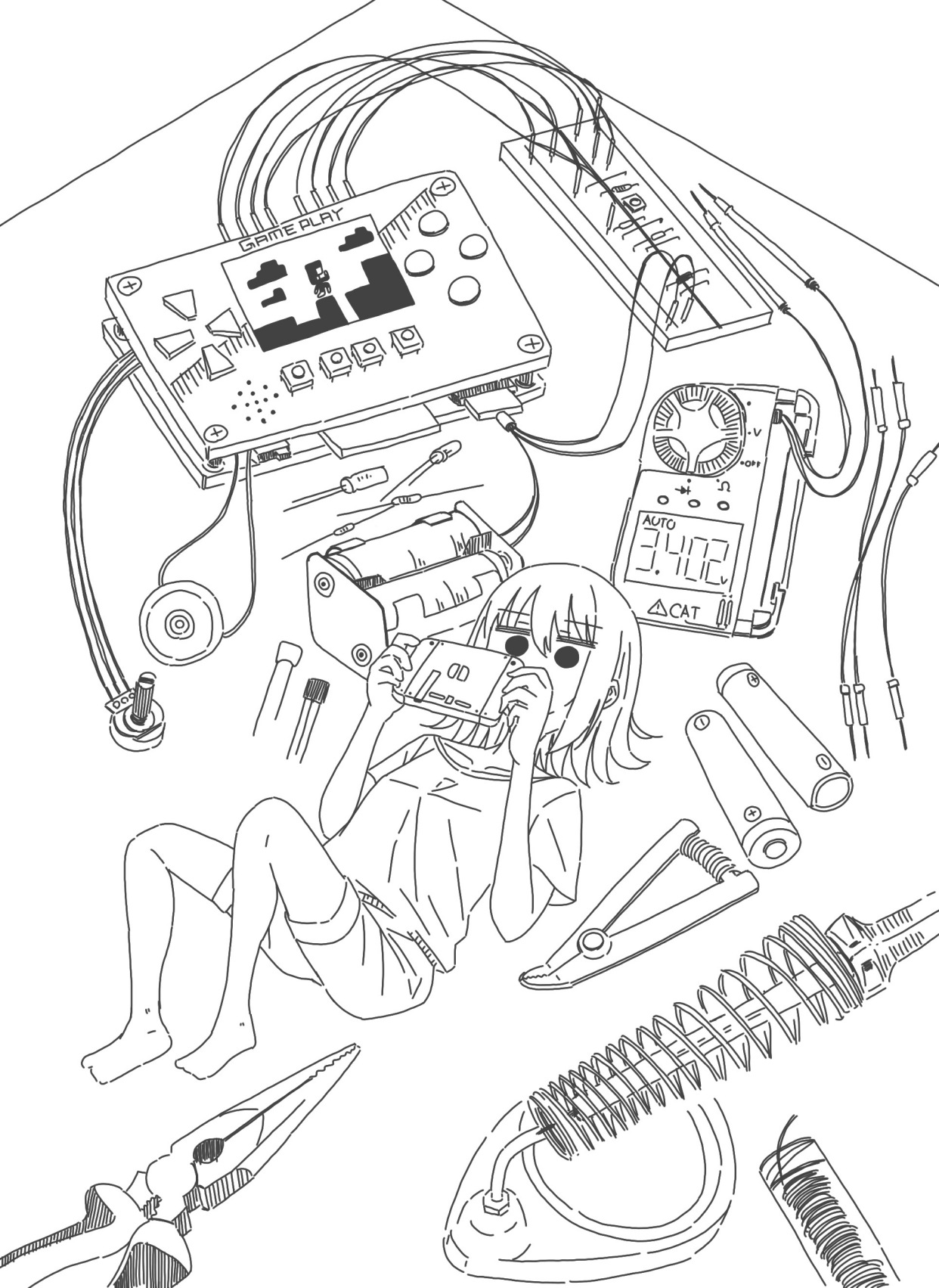 源自p站画师dolphilia之手,虽然没有上色,但画风清奇