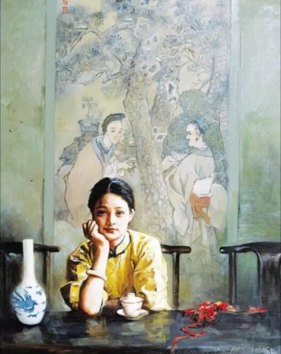 中国画家潘鸿海,曾选周迅做自己的模特