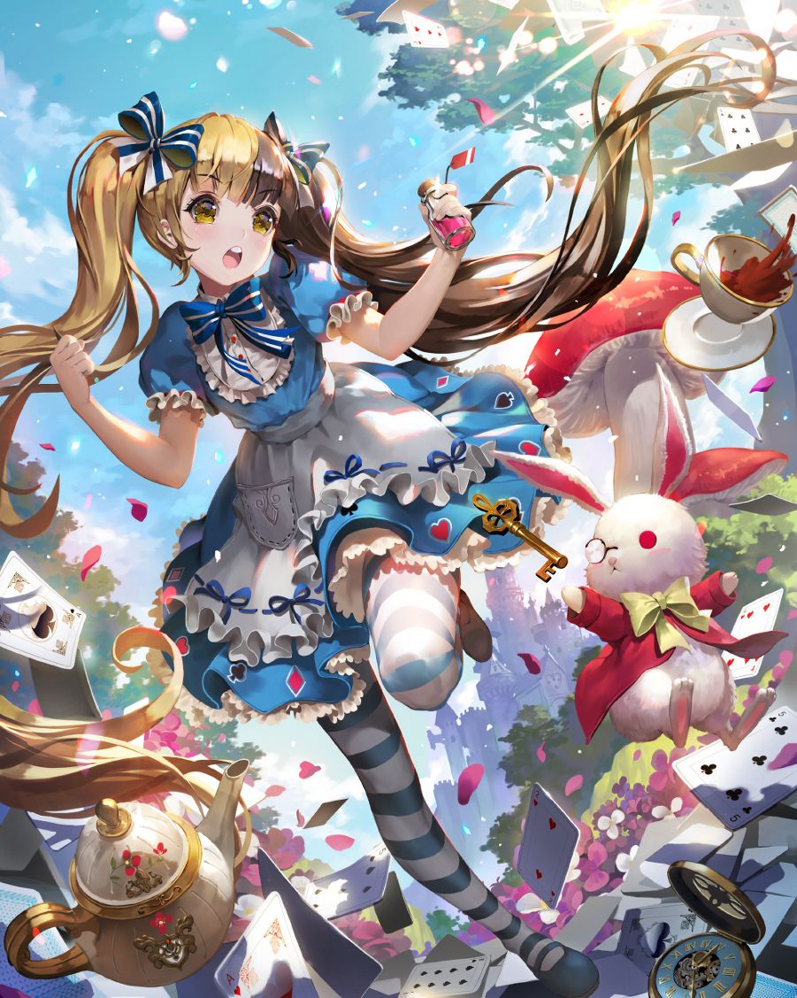 爱丽丝梦游仙境可爱少女人物萌图,二次美女梦游仙境插画图集