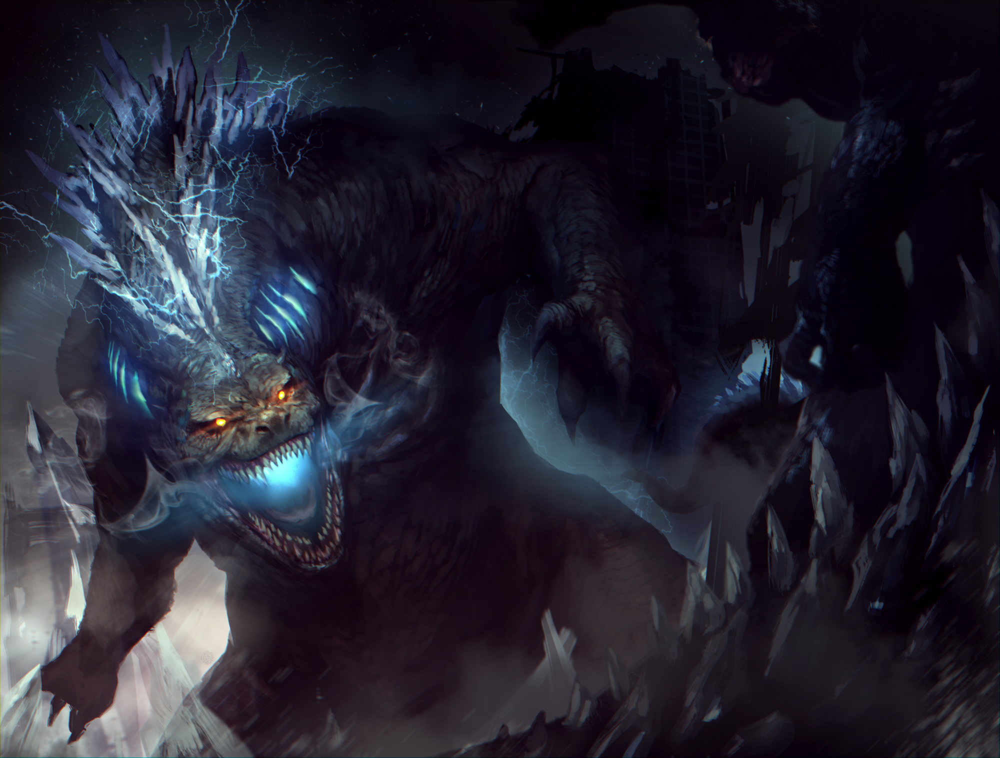 插画师"鏃"设计的一组怪物概念作品!造型诡异,画风帅气!