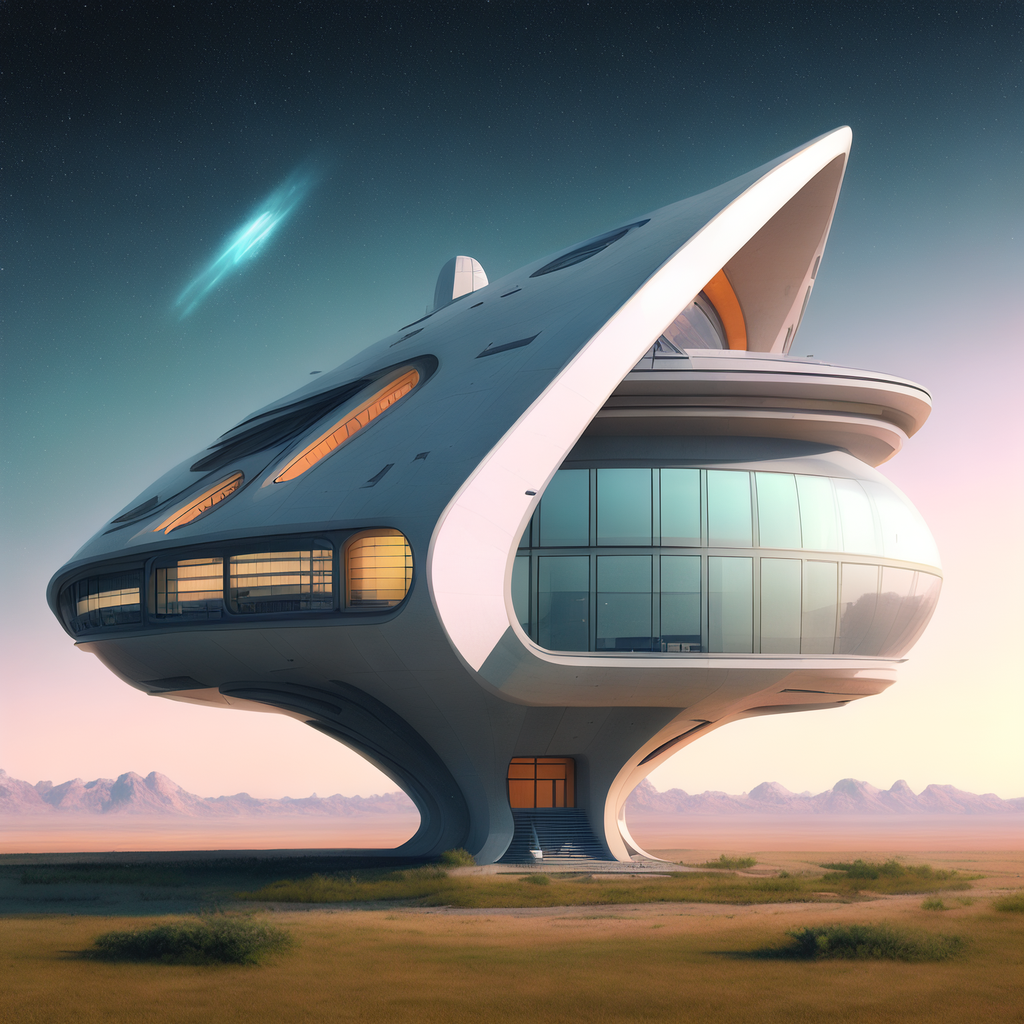 未来的房子和宇宙飞船一体化——文心一格给我出的设计图