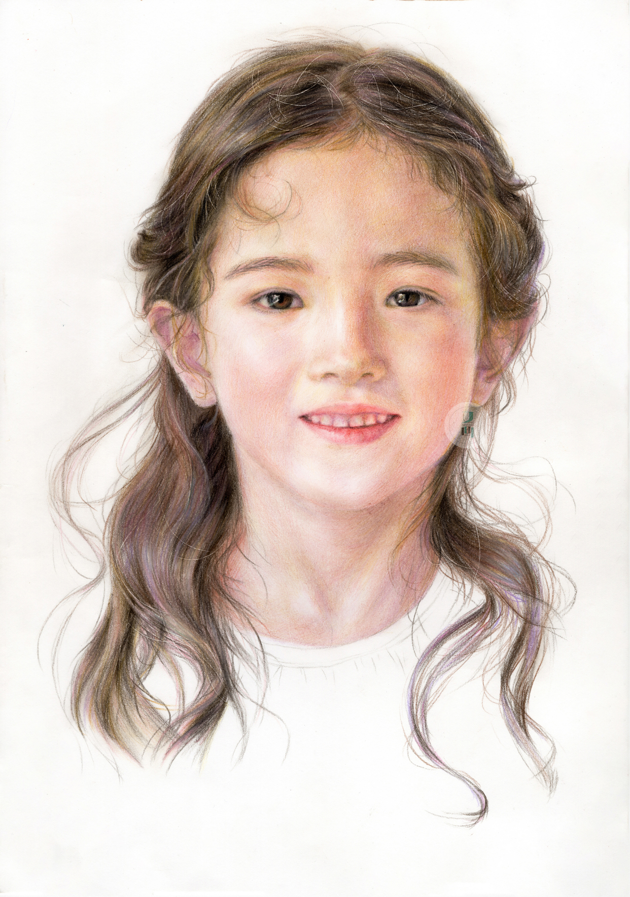 彩铅 写实人像小女孩绘画过程