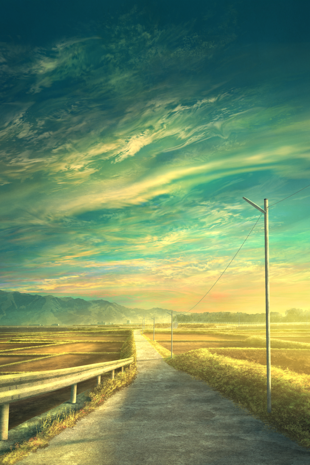 p站二次元梦幻风景插画图集!湖光秋月两相和,潭面无风镜未磨