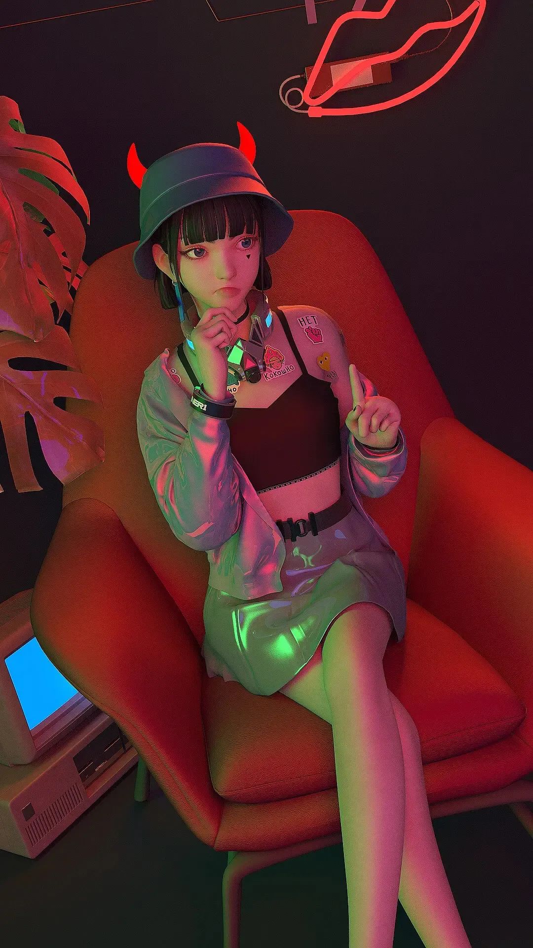 人间清醒 | 赛博朋克少女手机壁纸